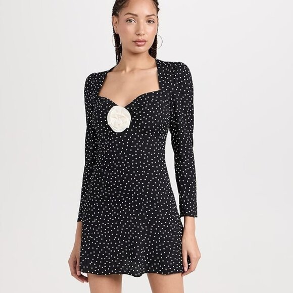Reformation Black and White Polka Dot Mini Dress - Picture 1 of 9